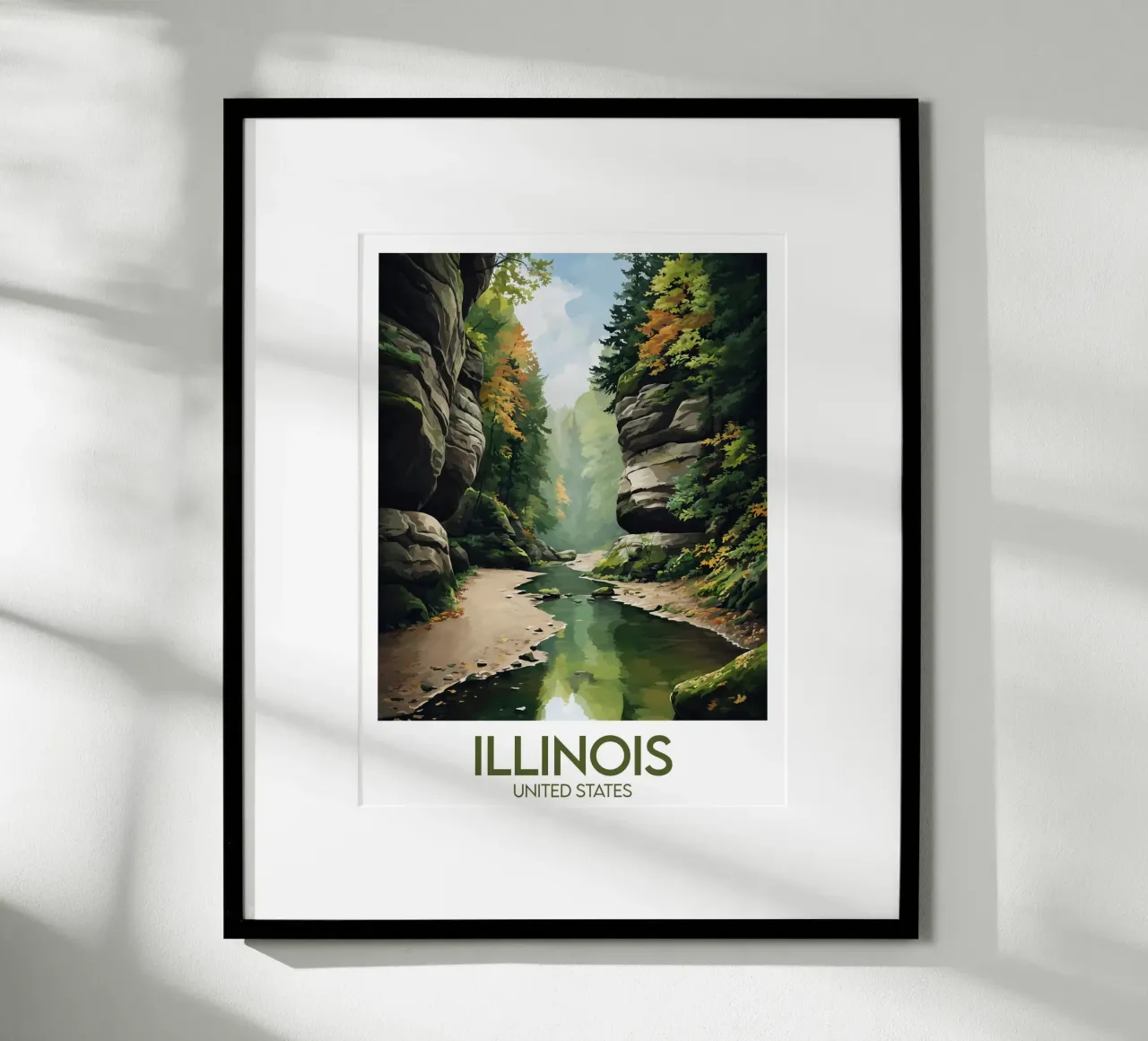 Affiche Illinois poster con telaio in legno da Frame the World