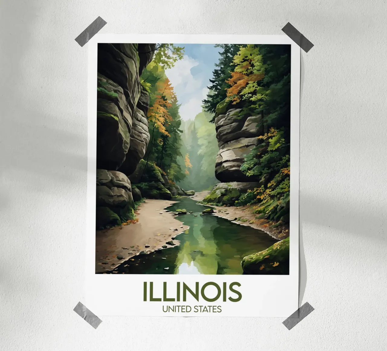 Affiche Illinois poster con telaio in legno da Frame the World