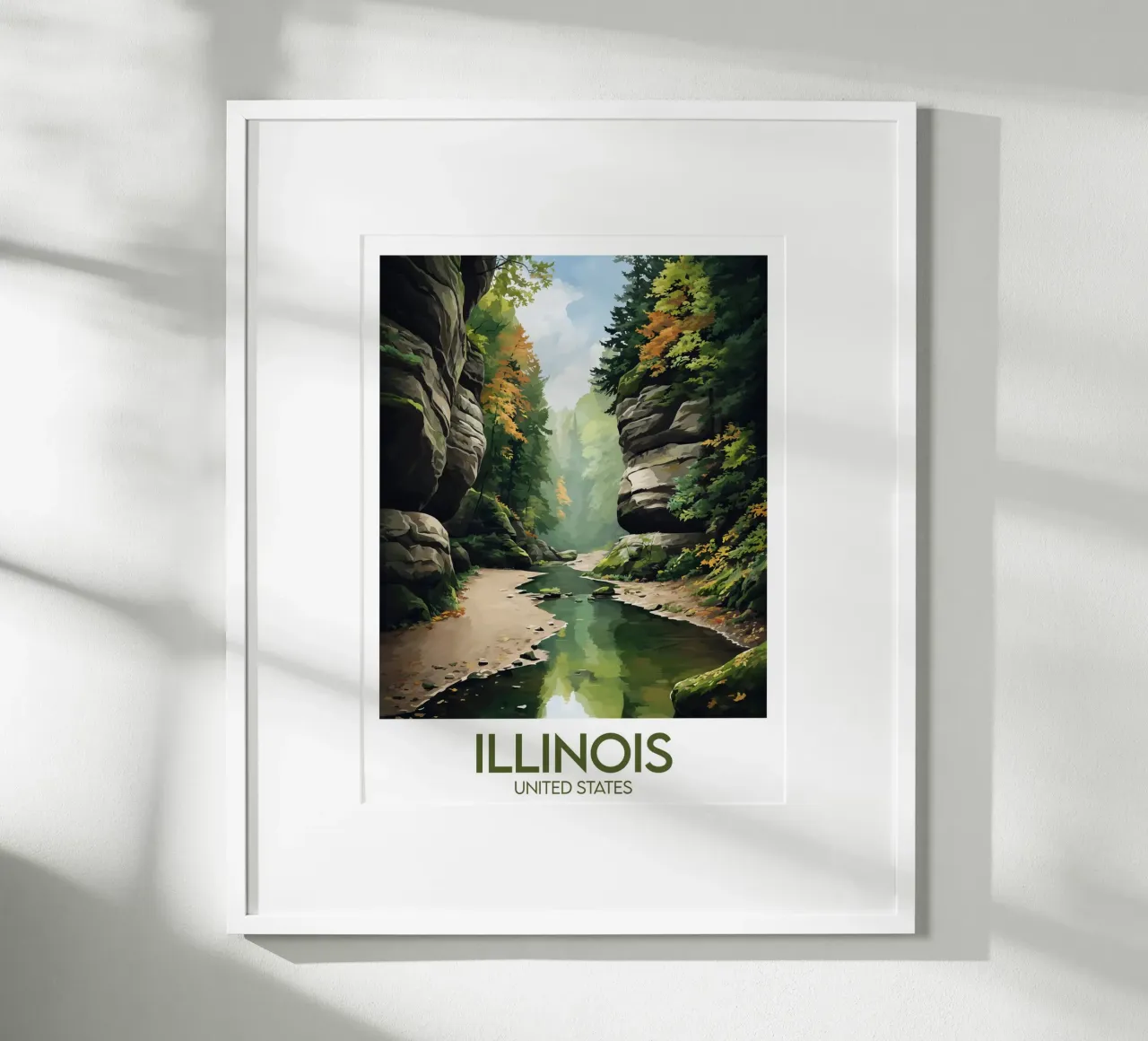 Affiche Illinois poster con telaio in legno da Frame the World