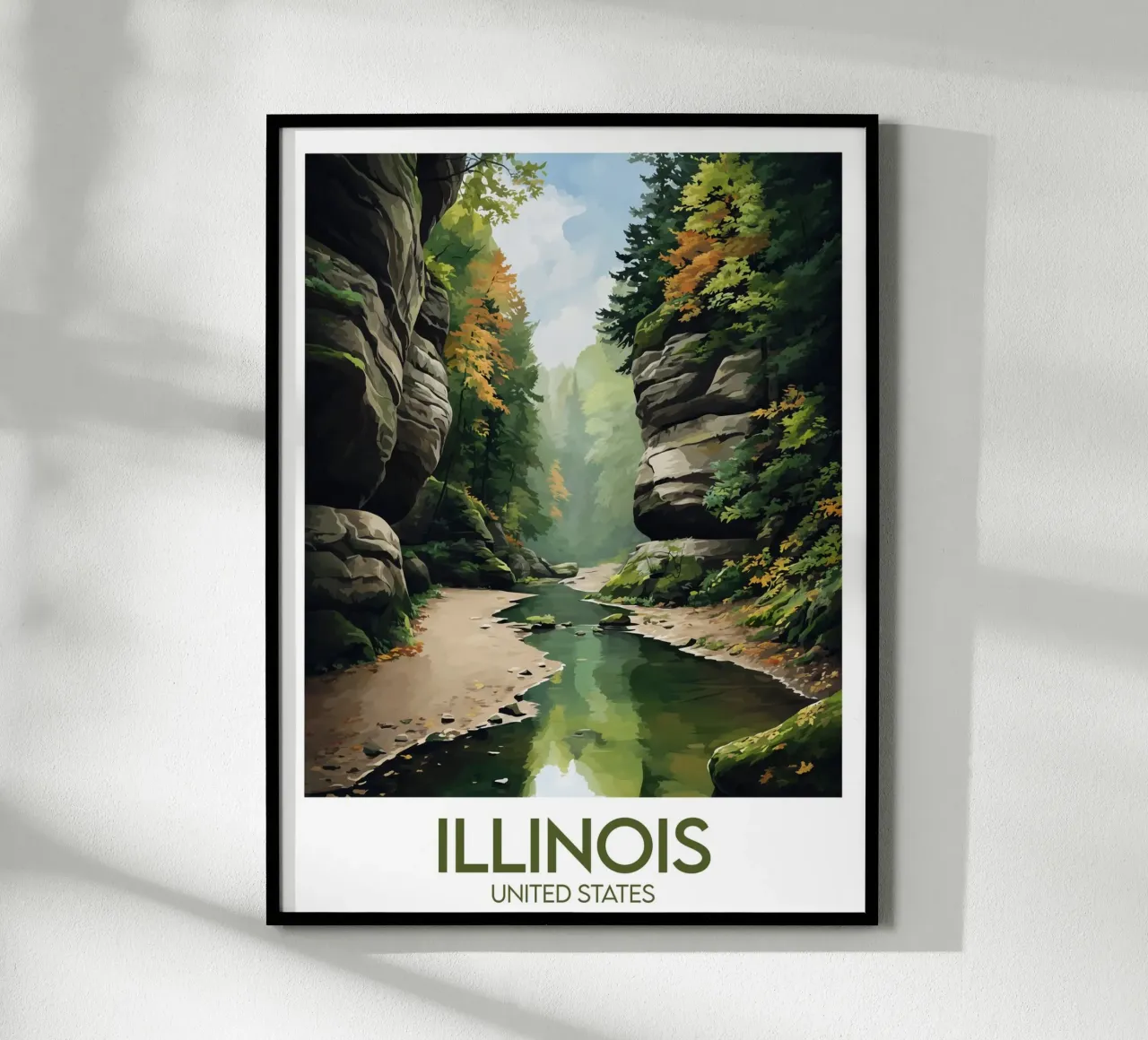 Affiche Illinois poster con telaio in legno da Frame the World