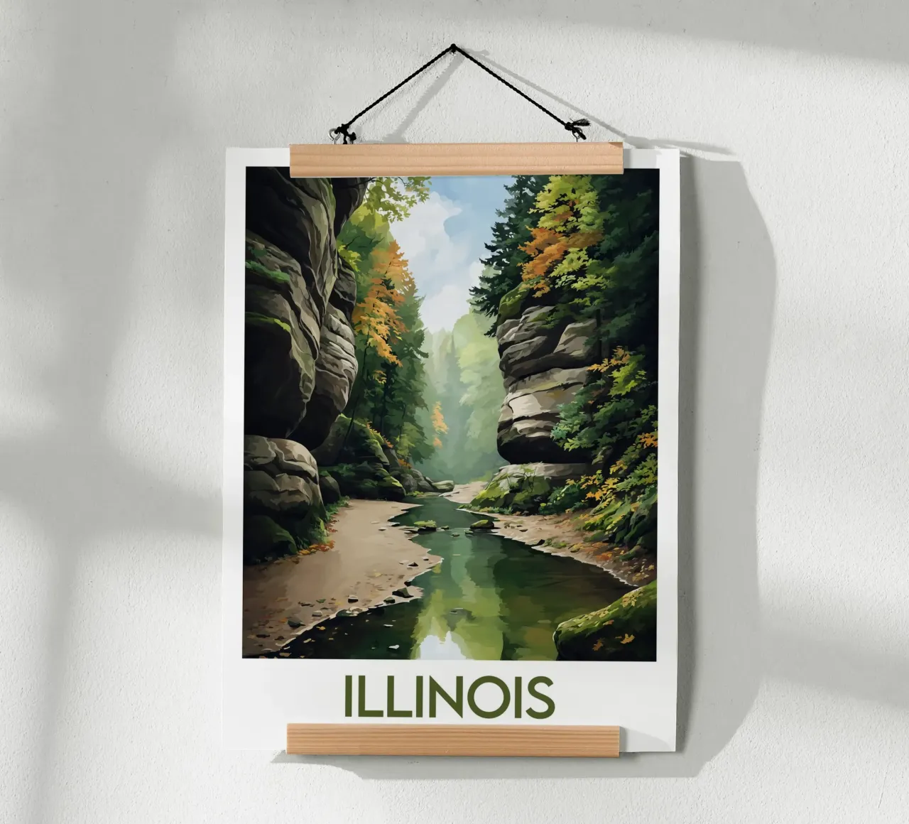Affiche Illinois poster con telaio in legno da Frame the World
