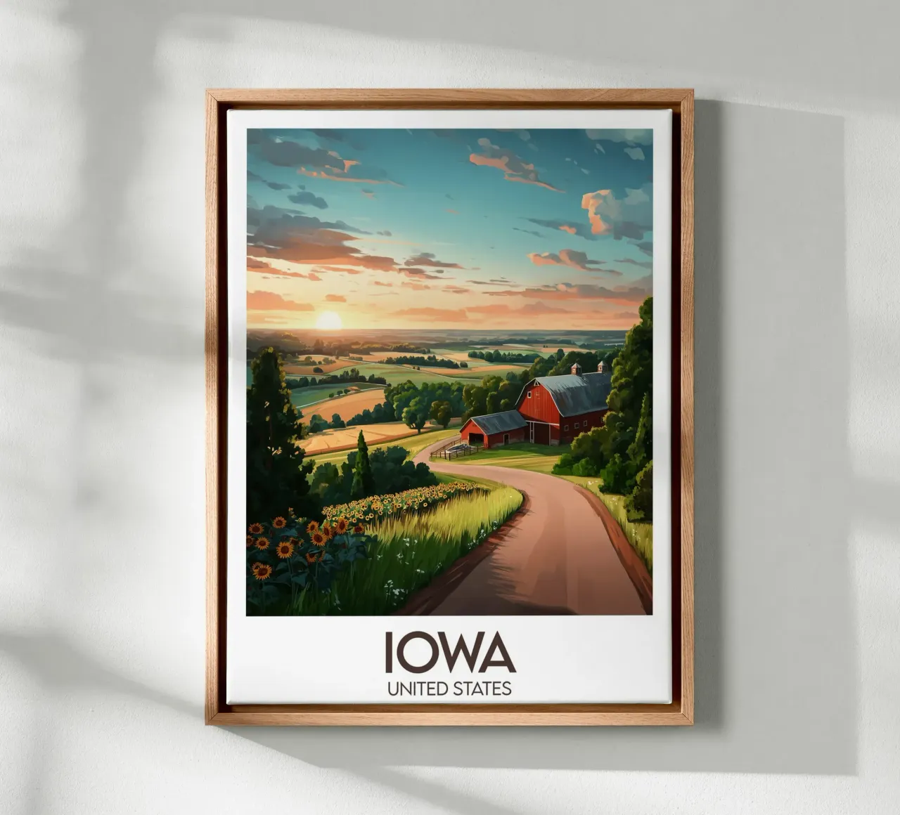 Affiche Iowa tela con Cornice a cassetta da Frame the World