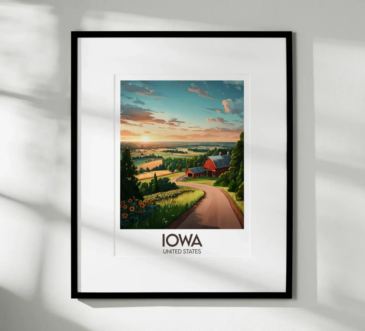 Affiche Iowa poster con telaio in legno da Frame the World