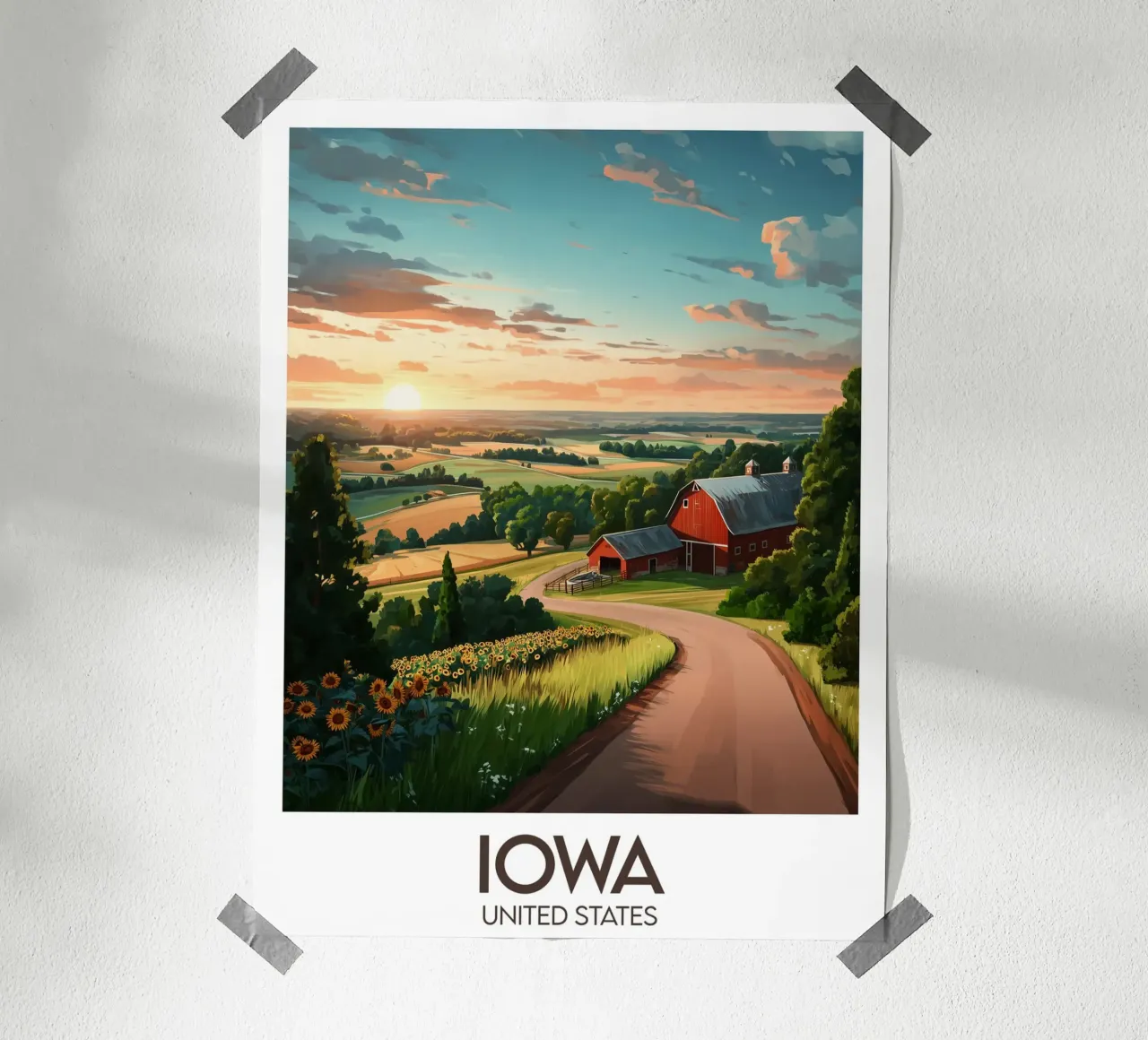 Affiche Iowa poster con telaio in legno da Frame the World