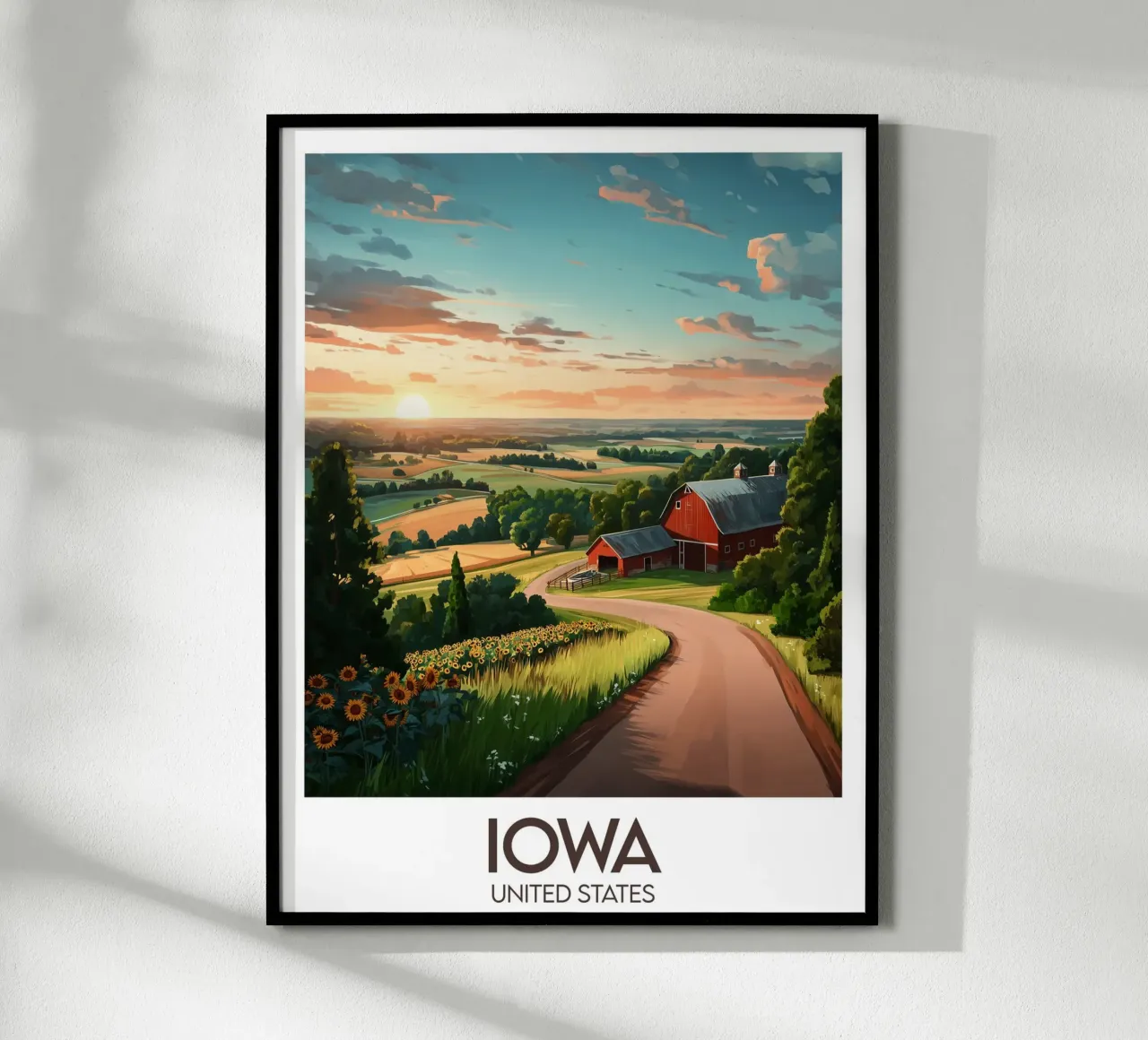 Affiche Iowa poster con telaio in legno da Frame the World