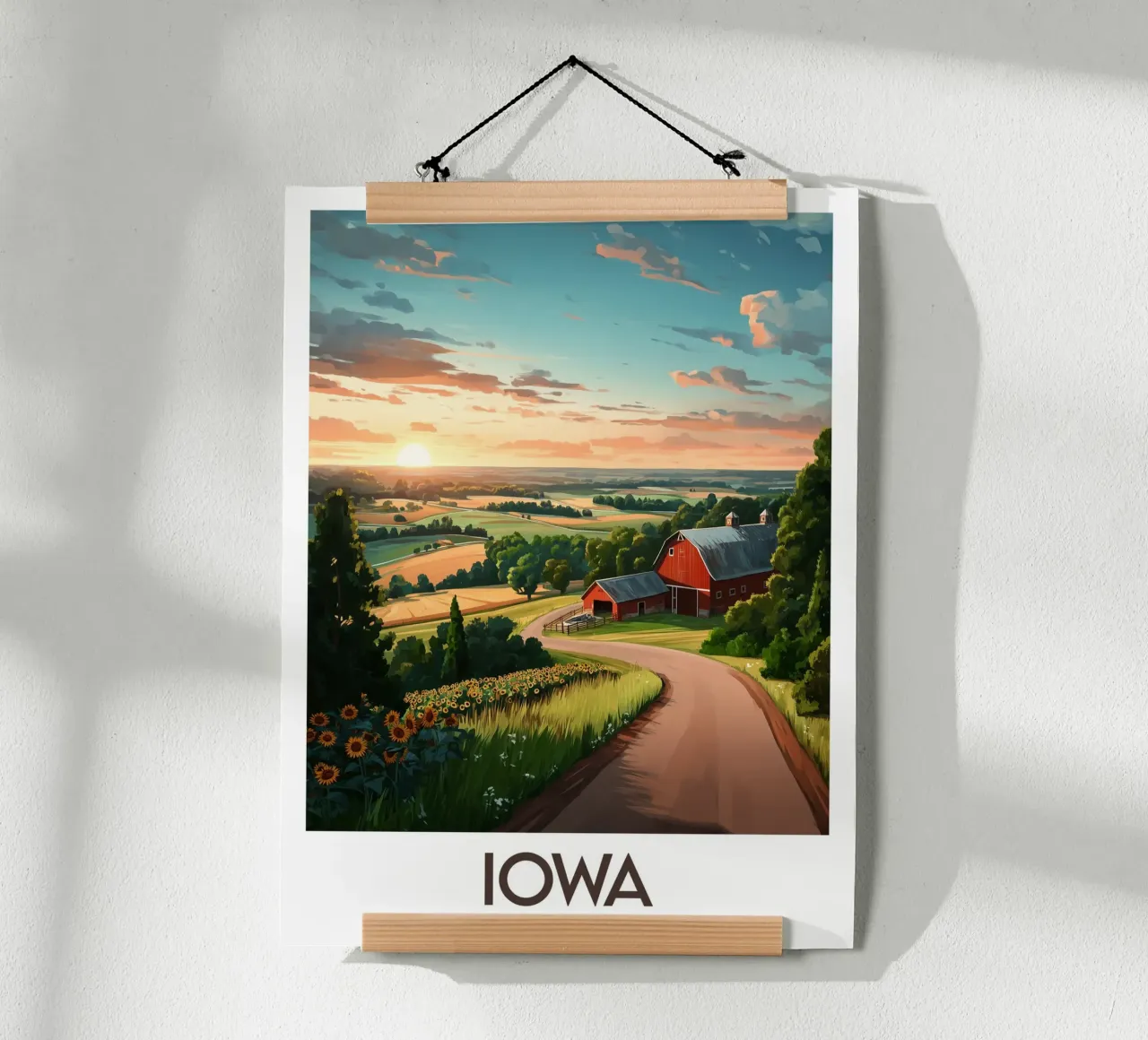 Affiche Iowa poster con telaio in legno da Frame the World