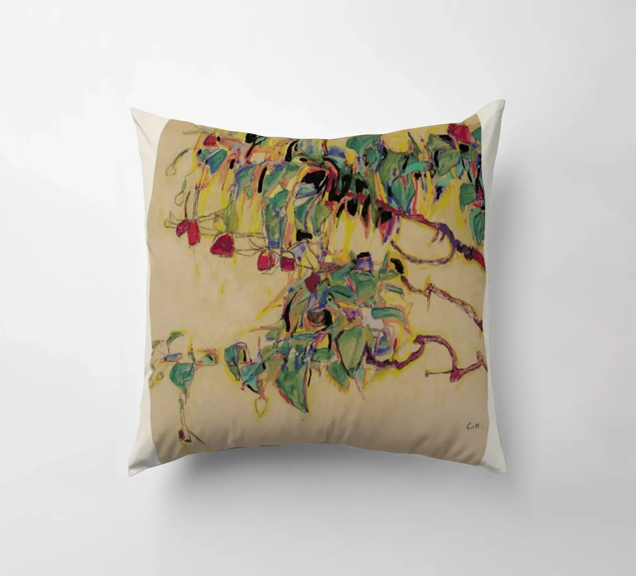 Schiele - Fuchsia cuscino da Vintage by JUNIQE