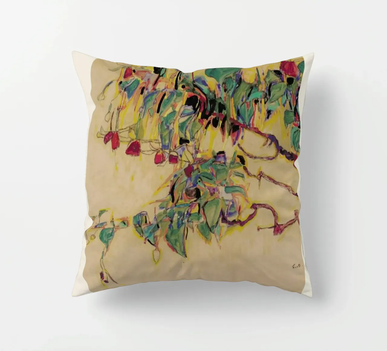 Schiele - Fuchsia cuscino da Vintage by JUNIQE