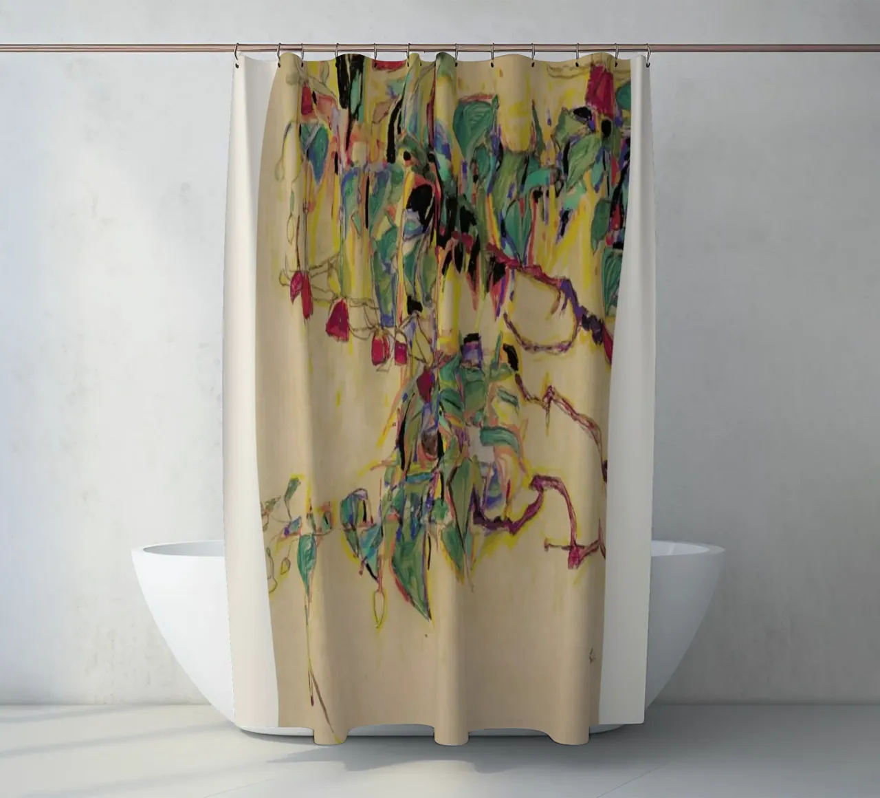 Schiele - Fuchsia tenda da doccia da Vintage by JUNIQE