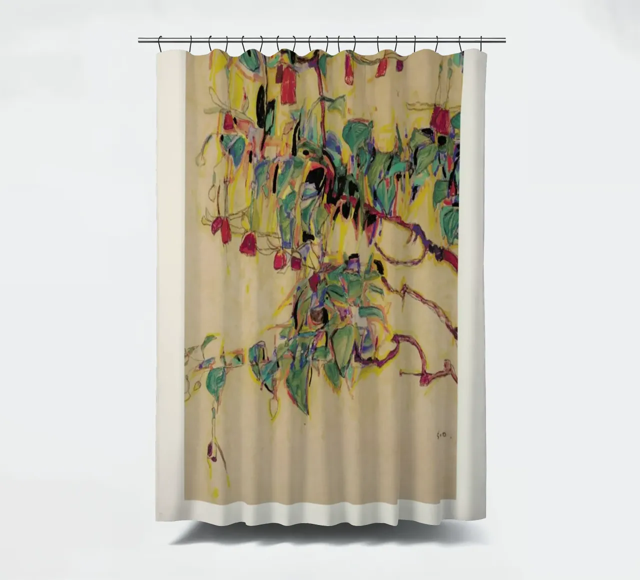 Schiele - Fuchsia tenda da doccia da Vintage by JUNIQE
