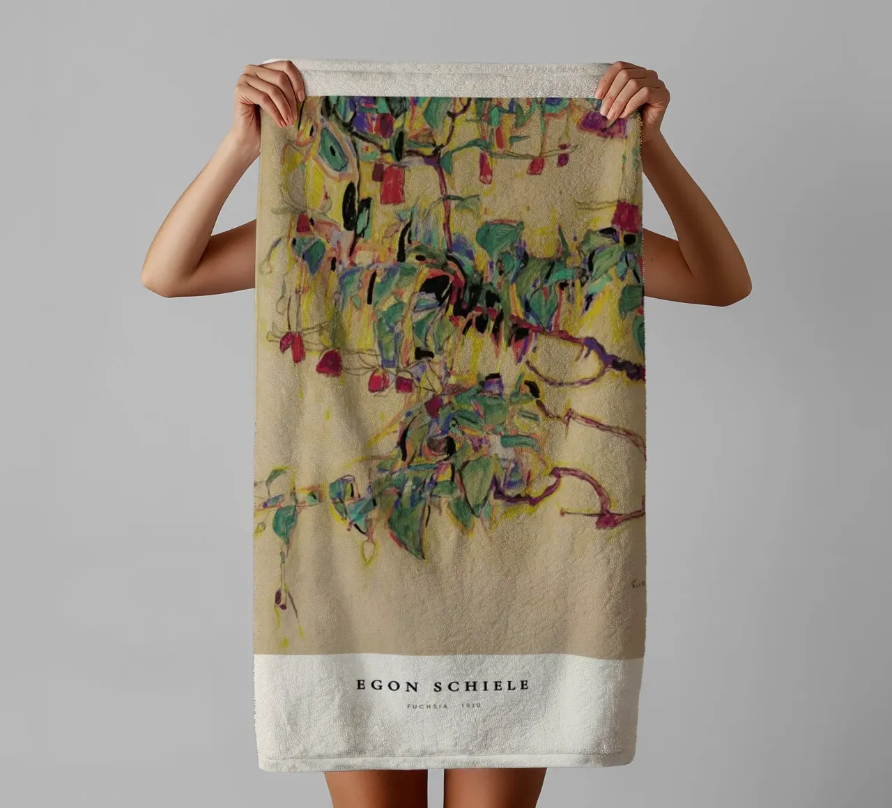 Schiele - Fuchsia asciugamano da bagno da Vintage by JUNIQE