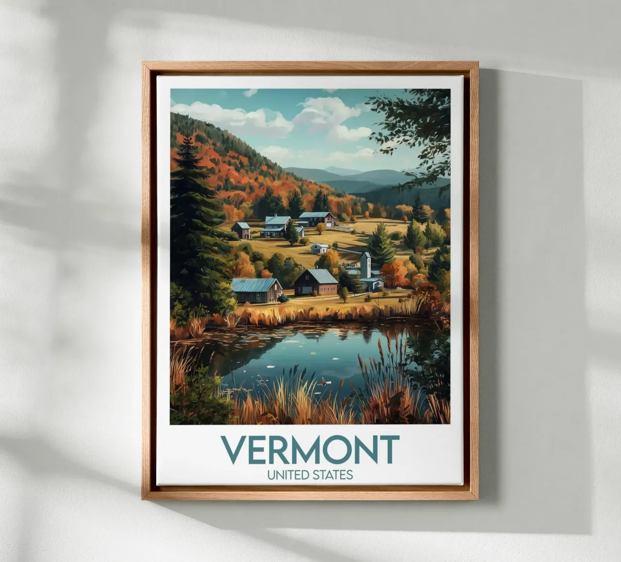 Vermont affiche canvas met Baklijst van Frame the World