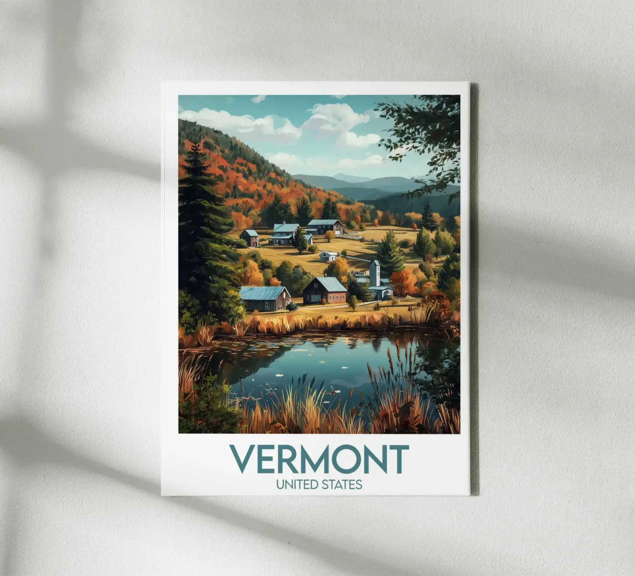 Vermont affiche canvas met Baklijst van Frame the World