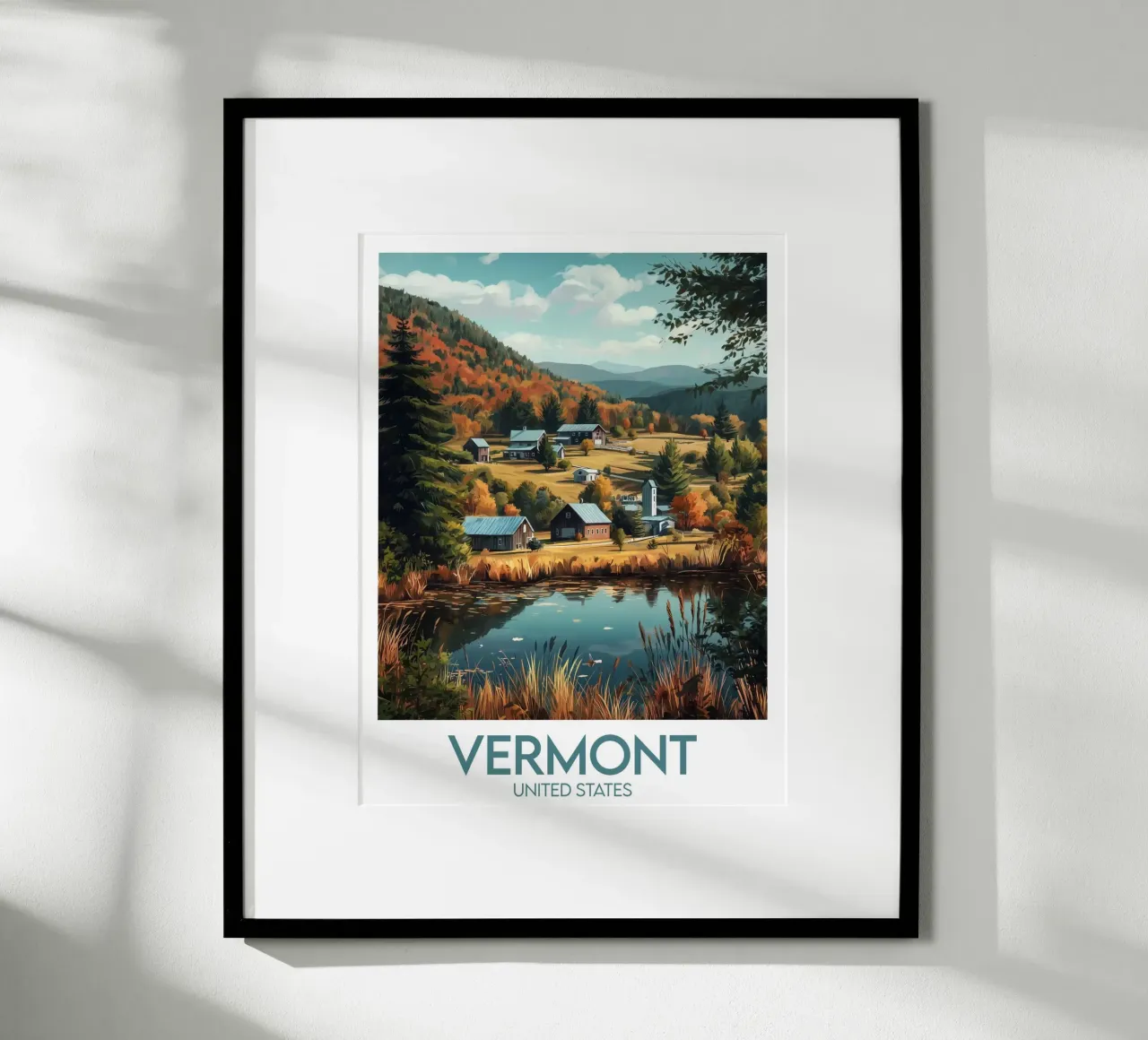 Affiche Vermont poster con telaio in legno da Frame the World