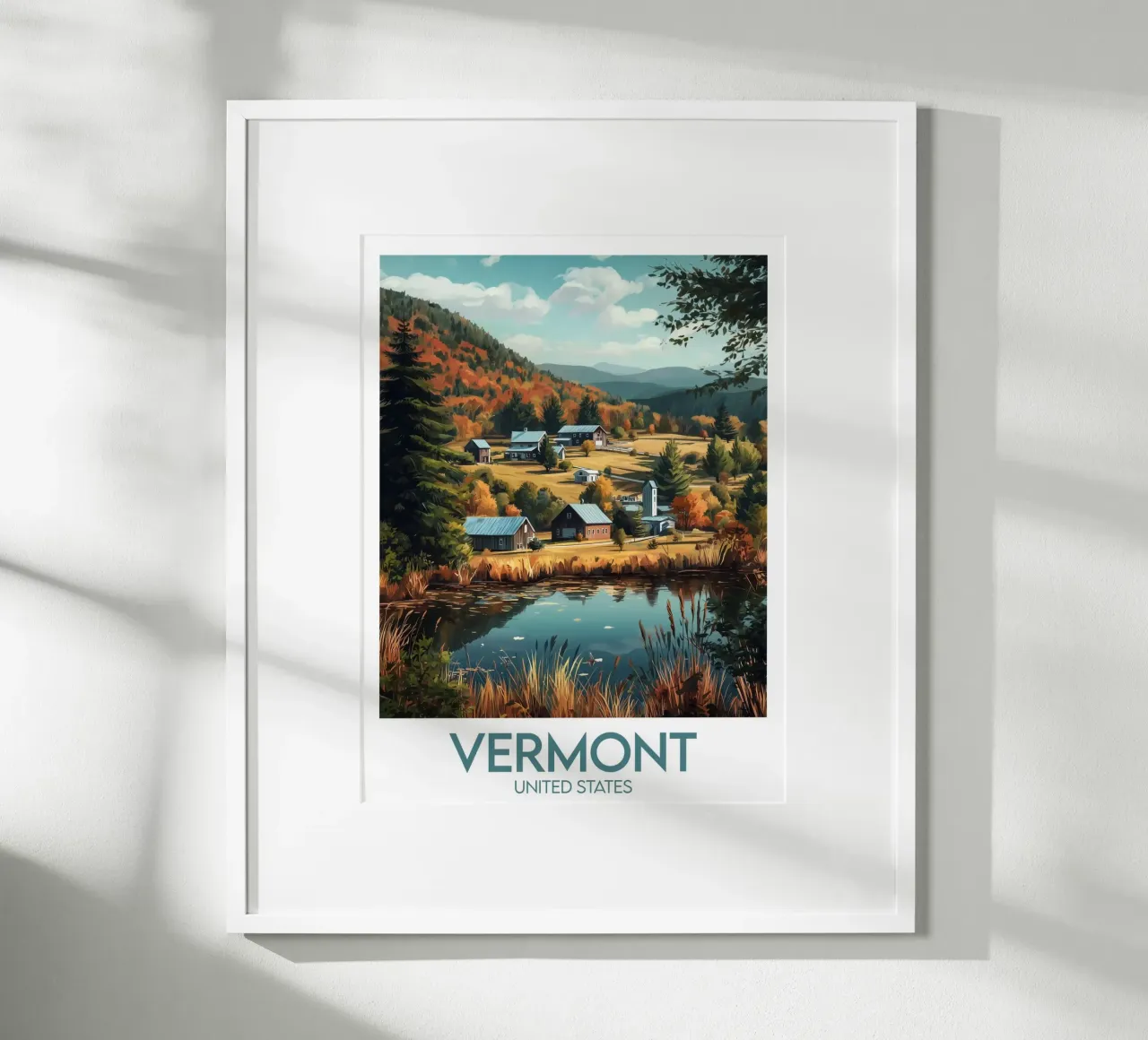 Affiche Vermont poster con telaio in legno da Frame the World
