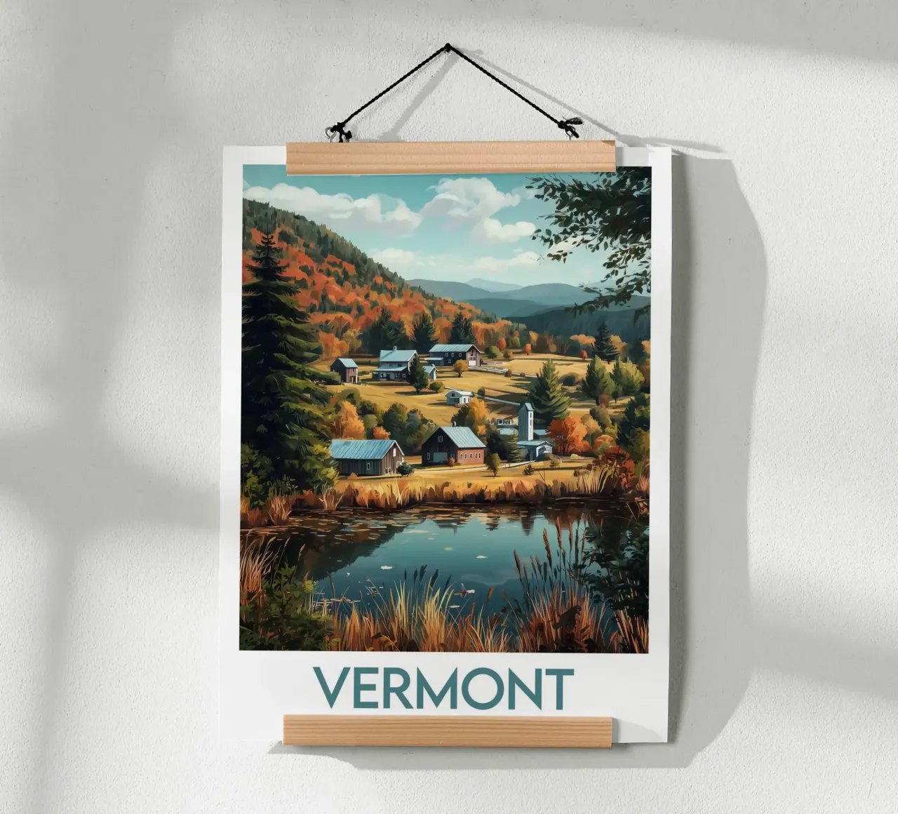 Affiche Vermont poster con telaio in legno da Frame the World