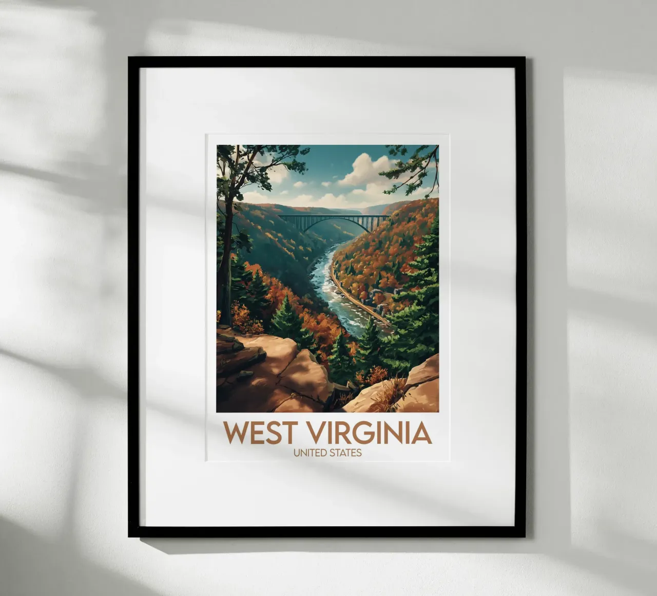 Affiche West Virginia poster con telaio in alluminio da Frame the World