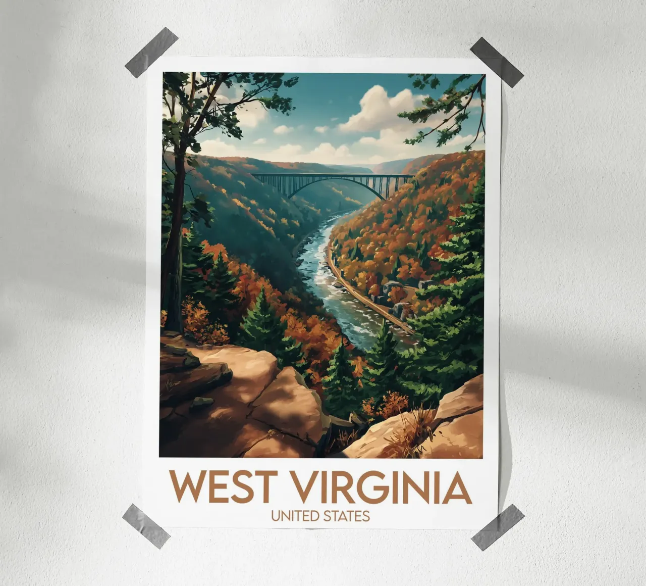 Affiche West Virginia poster con telaio in alluminio da Frame the World