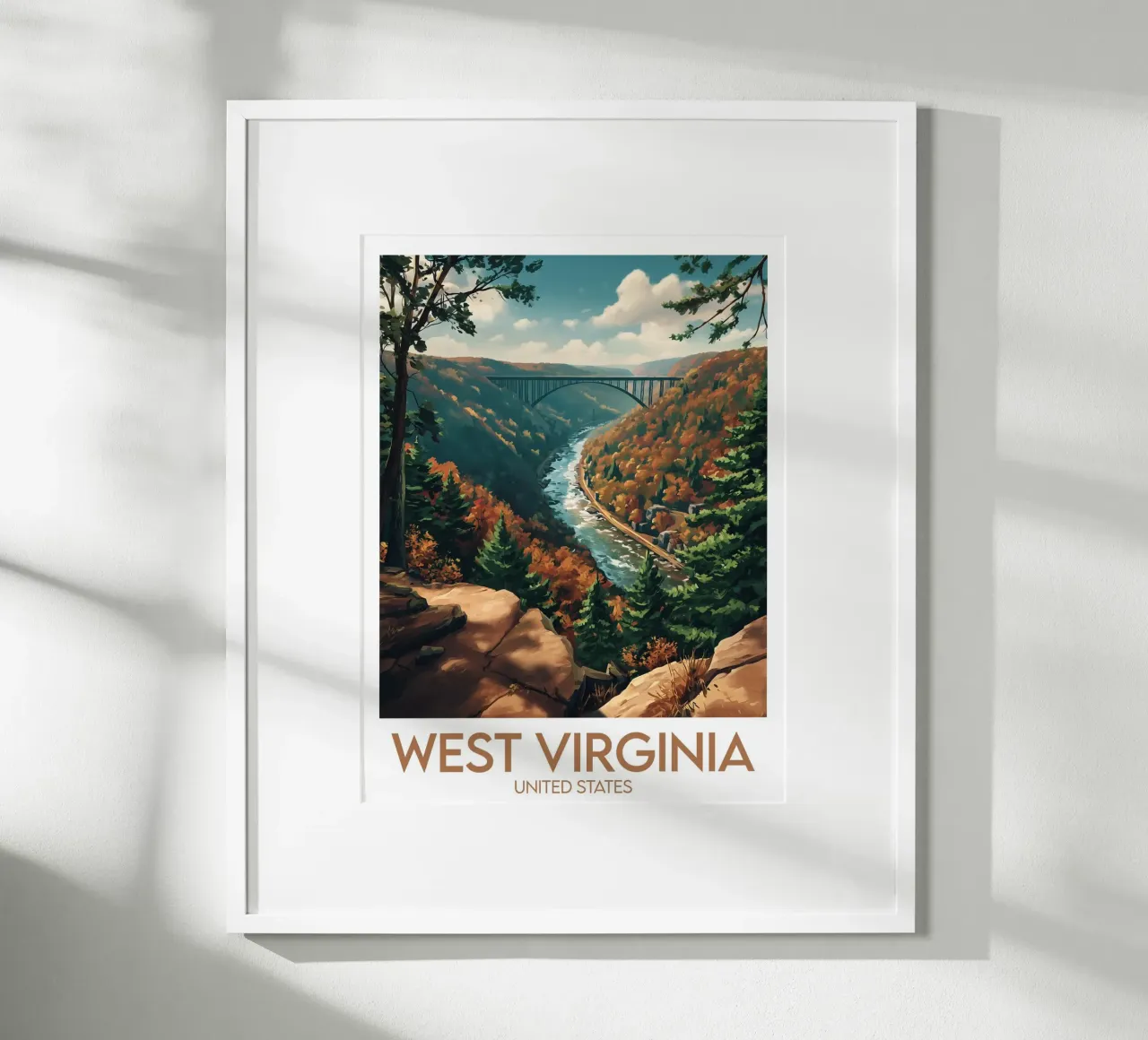 Affiche West Virginia poster con telaio in alluminio da Frame the World