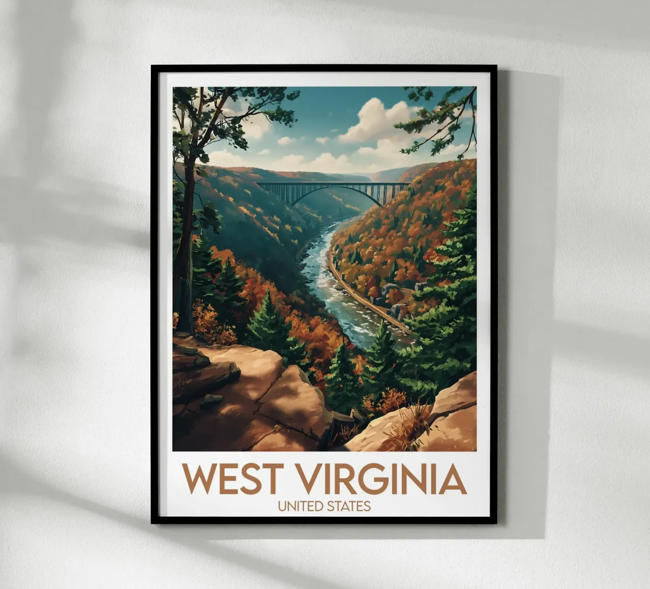 Affiche West Virginia poster con telaio in alluminio da Frame the World
