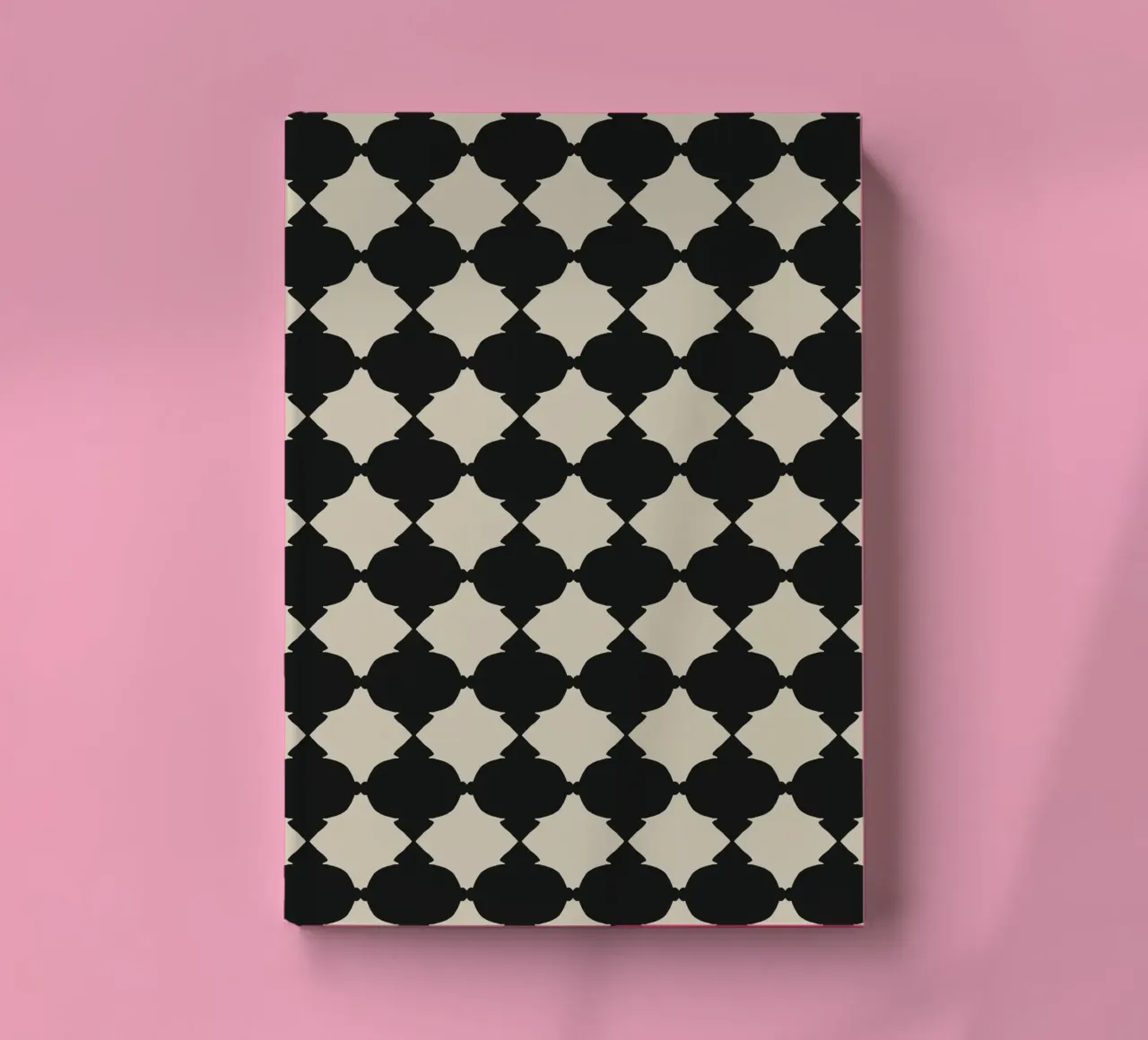 Repeating black grid notebook by Little Dean