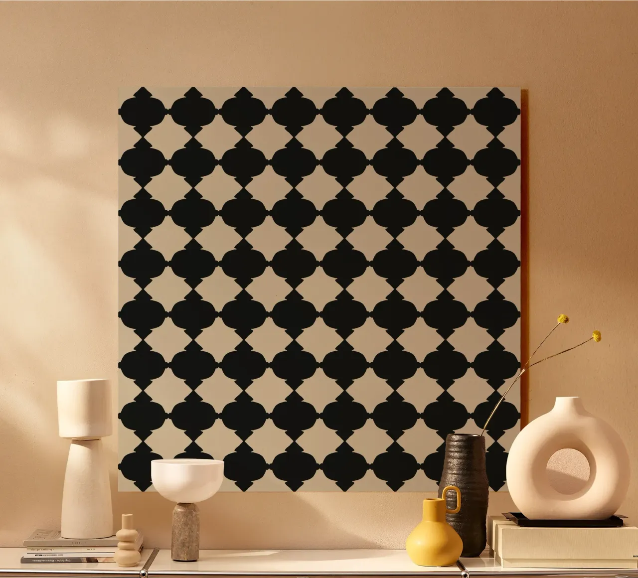 Repeating black grid plexiglass da Little Dean