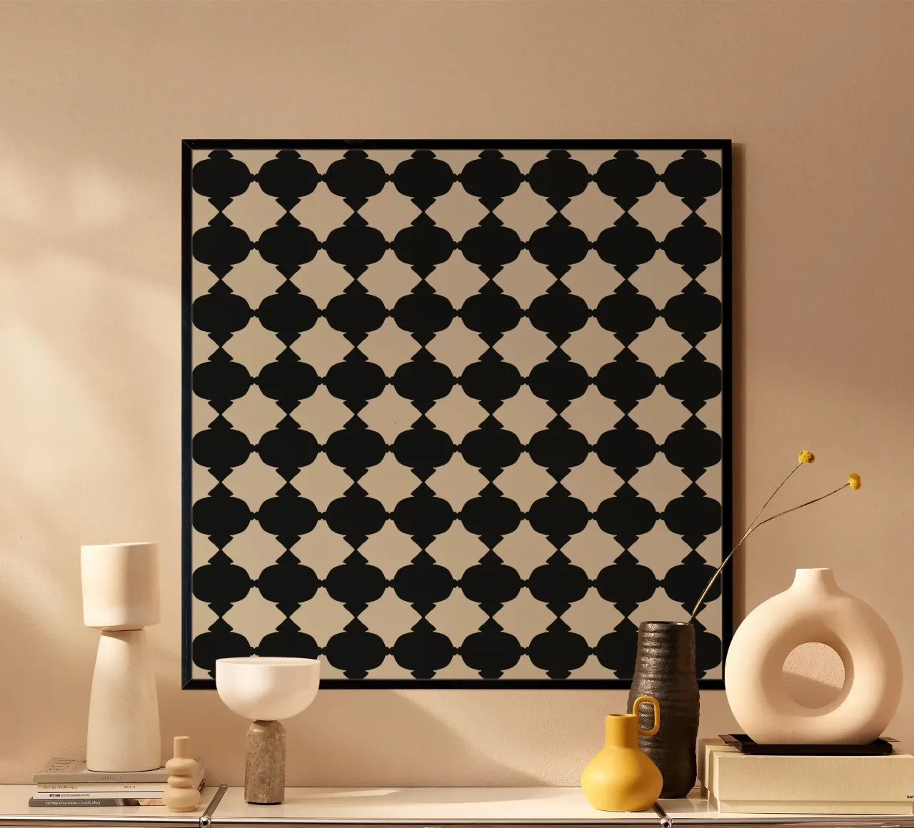 Repeating black grid poster by Little Dean