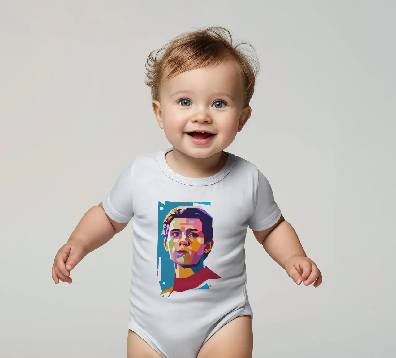 Tom Holland pop art portrait short-sleeve baby romper by Hantamrata