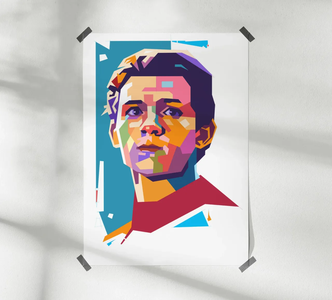 Ritratto pop art di Tom Holland poster con telaio in alluminio da Hantamrata