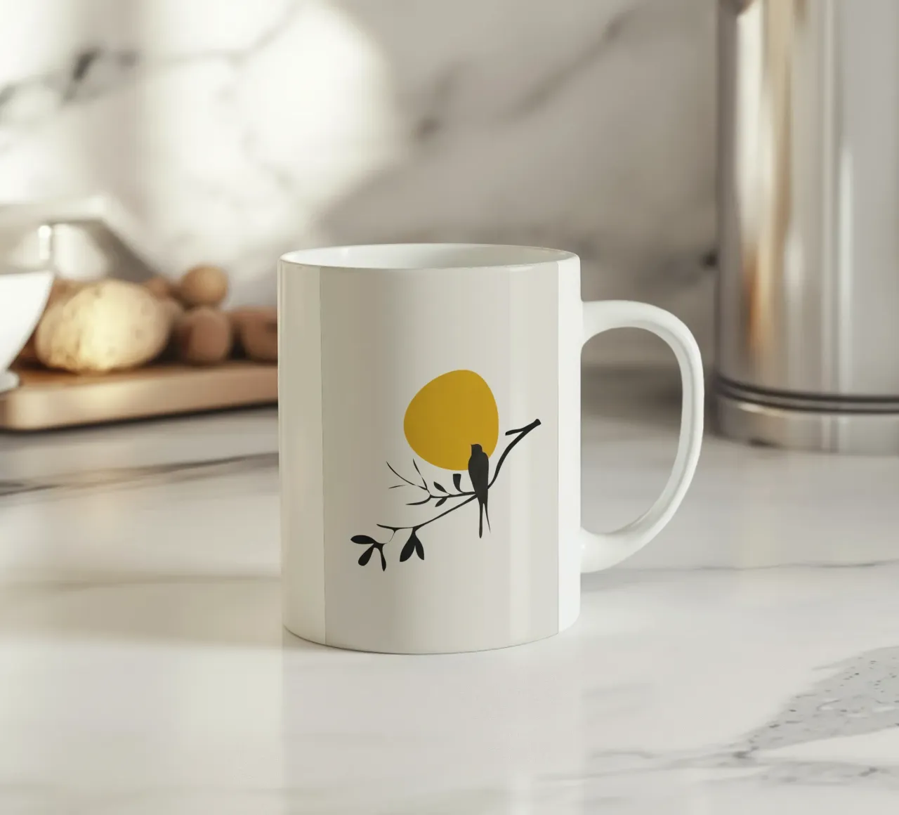 Bird and the Setting Sun tazza in ceramica da cityart
