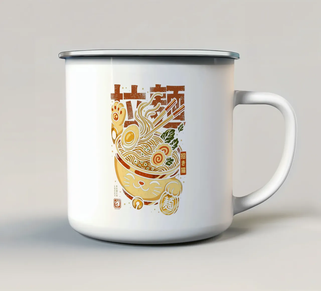 Ramen di tagliatelle Lucky Cat tazza in smalto da LM2KONE
