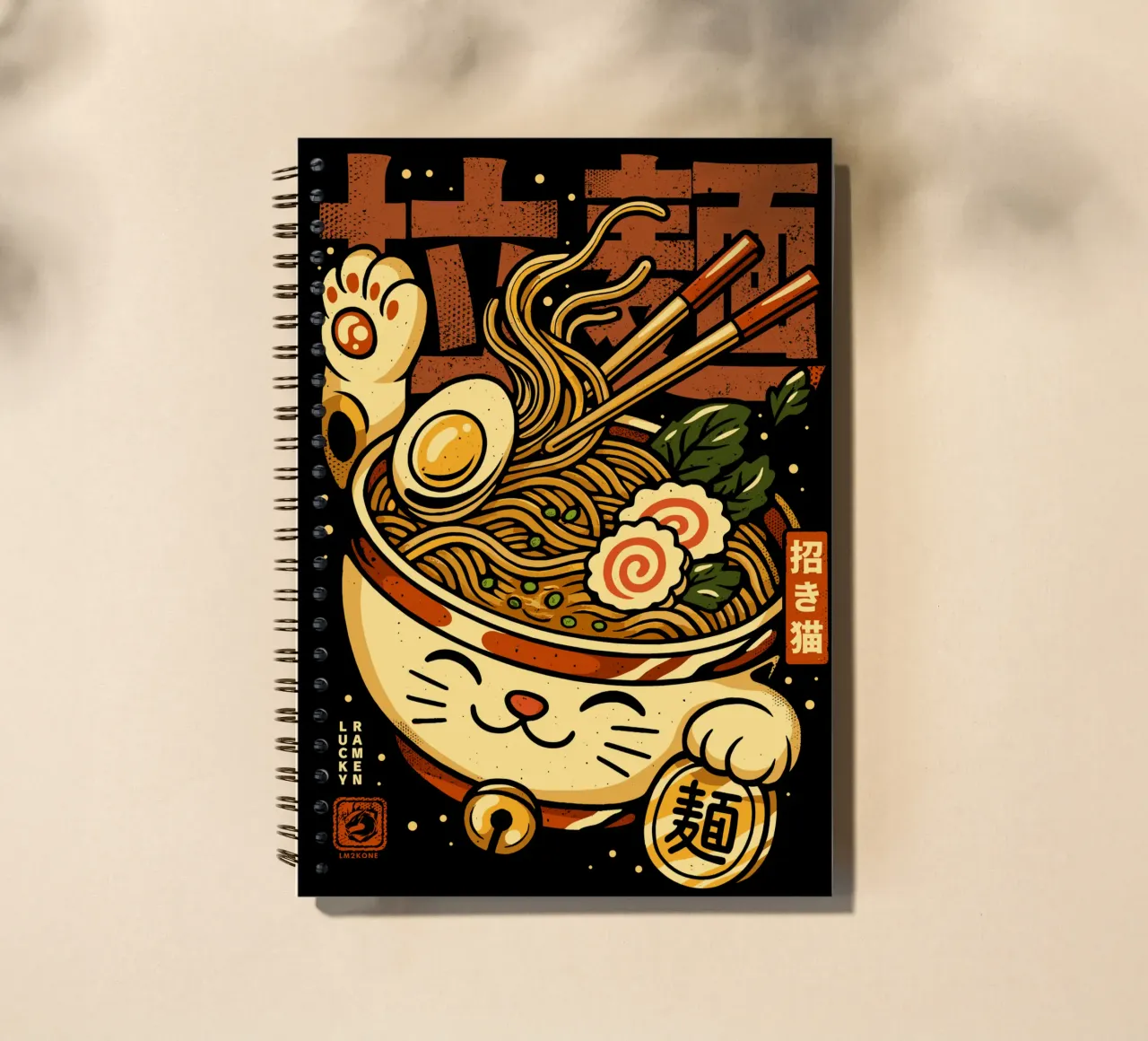Lucky Cat Noodles Ramen spiral notebook by LM2KONE