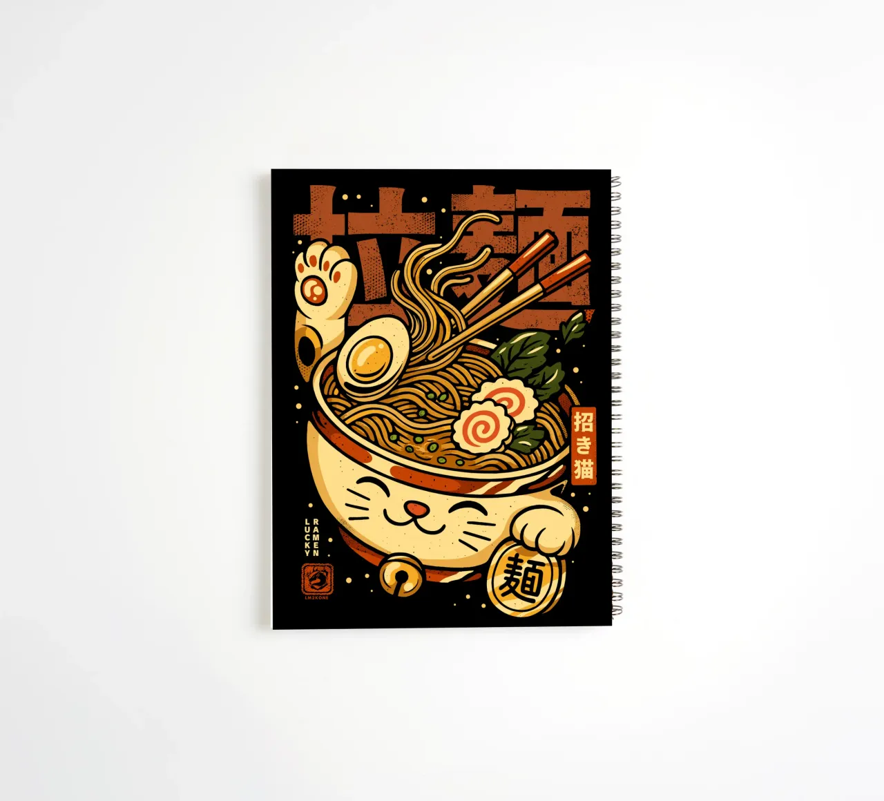 Lucky Cat Noodles Ramen spiral notebook by LM2KONE