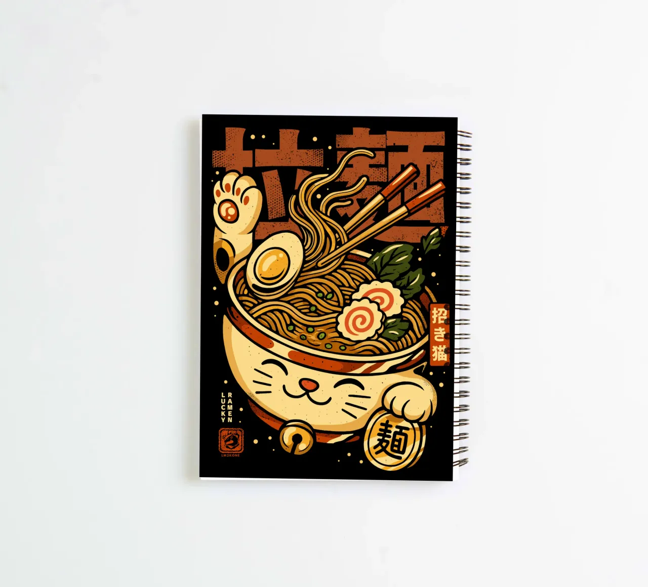 Lucky Cat Noodles Ramen spiral notebook by LM2KONE