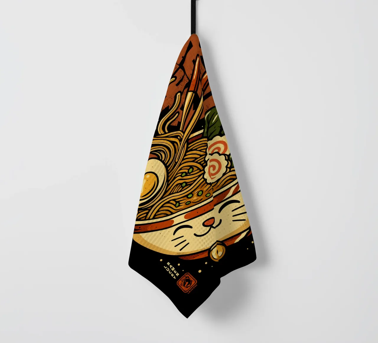 Lucky Cat Noodles Ramen tea towel by LM2KONE