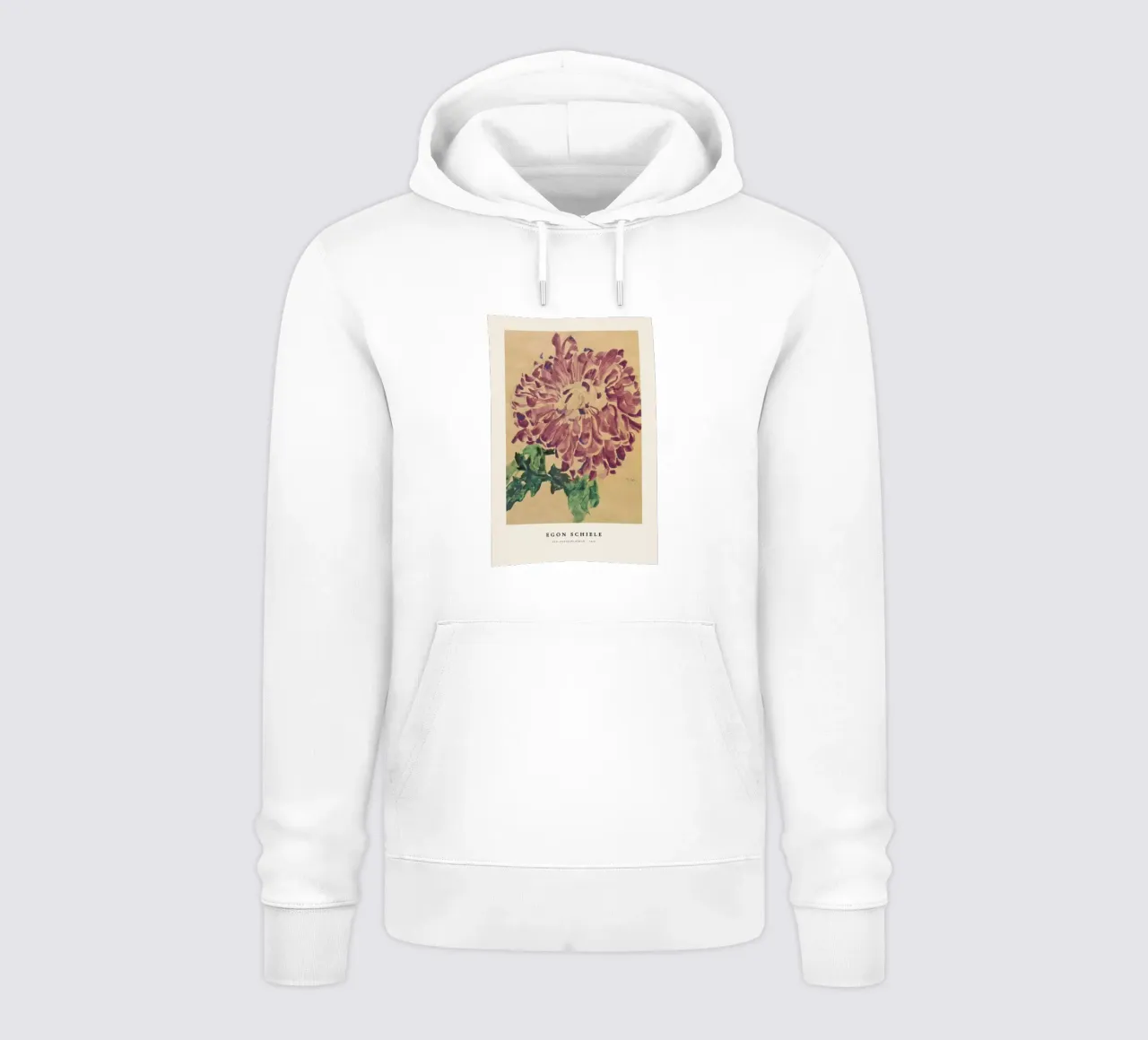 Schiele - Red Chrysanthemum felpa con cappuccio da Vintage by JUNIQE