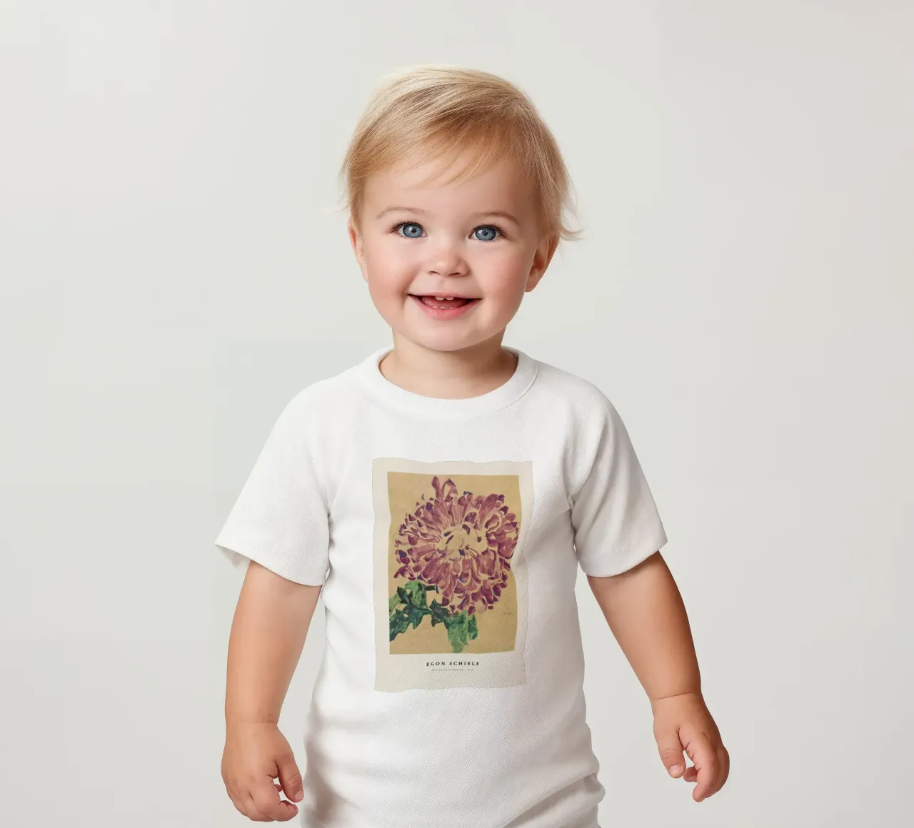 Schiele - Red Chrysanthemum maglietta neonato da Vintage by JUNIQE