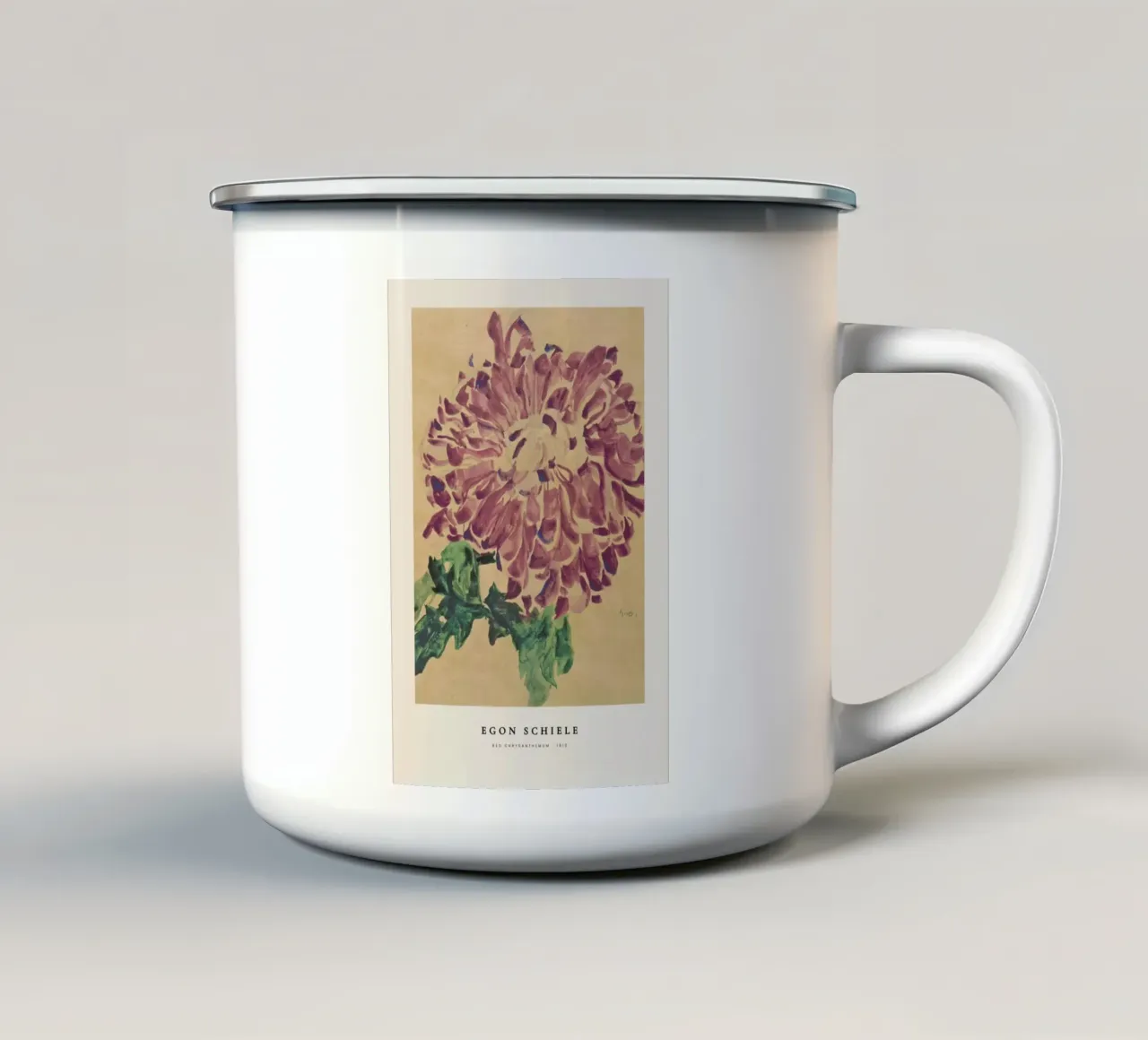 Schiele - Red Chrysanthemum tazza in smalto da Vintage by JUNIQE