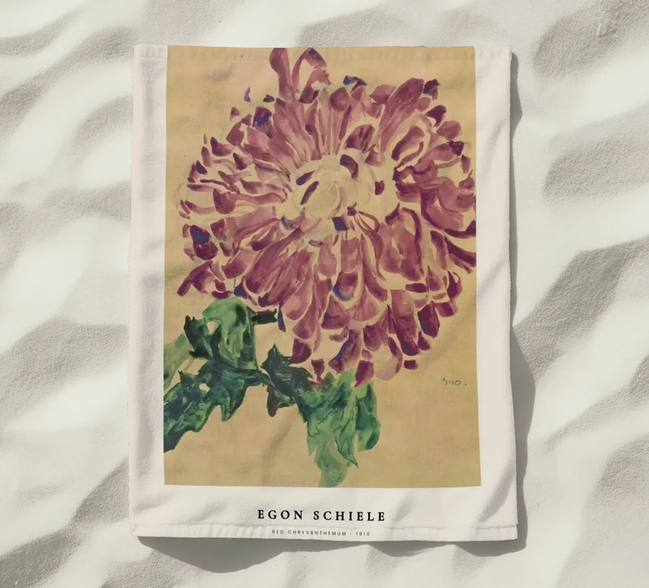 Schiele - Red Chrysanthemum telo mare da Vintage by JUNIQE