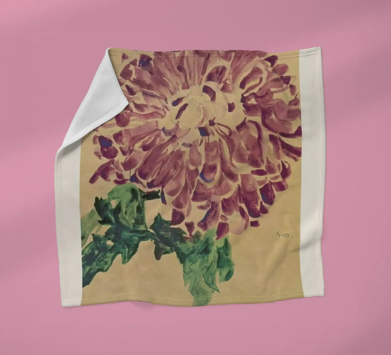 Schiele - Red Chrysanthemum coperta in pile da Vintage by JUNIQE
