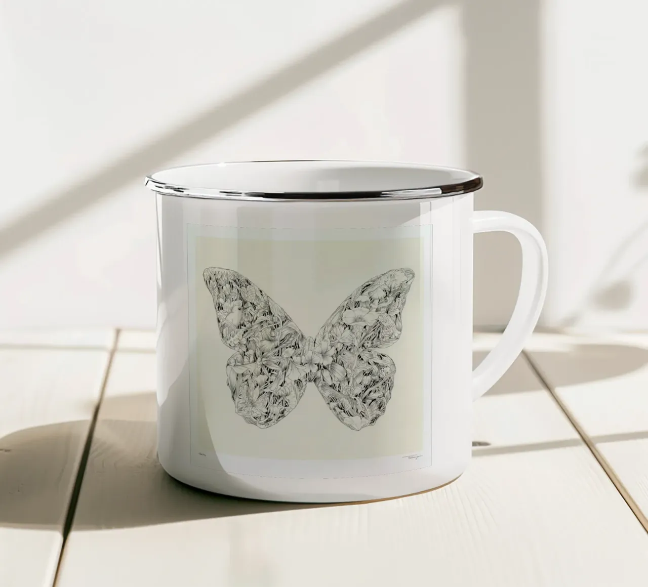 Morpho enamel mug by Faunesque