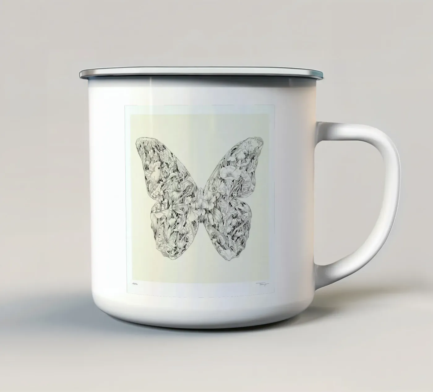 Morpho enamel mug by Faunesque