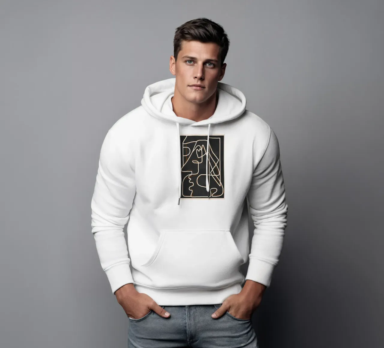 Abstract Face Sketch 1 felpa con cappuccio da Nadjaa