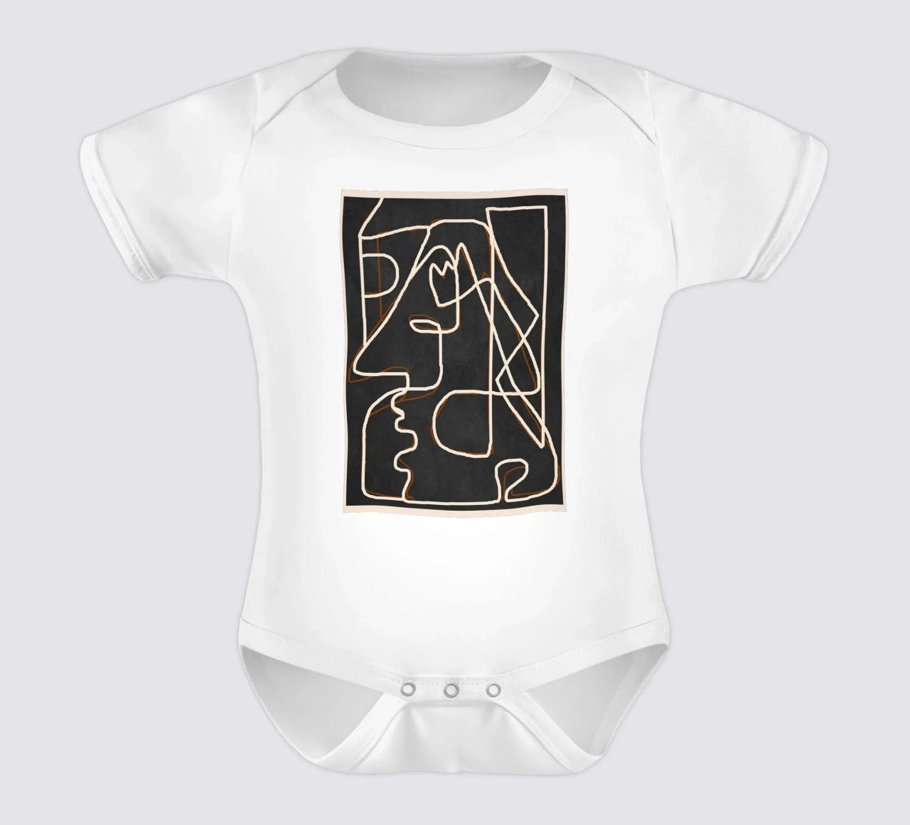 Abstract Face Sketch 1 short-sleeve baby romper by Nadjaa