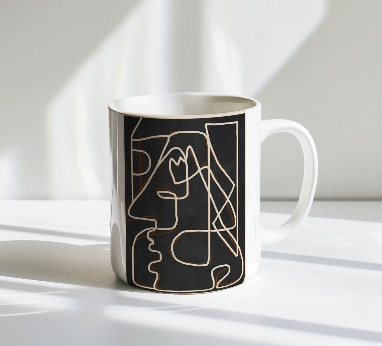 Abstract Face Sketch 1 tazza in ceramica da Nadjaa