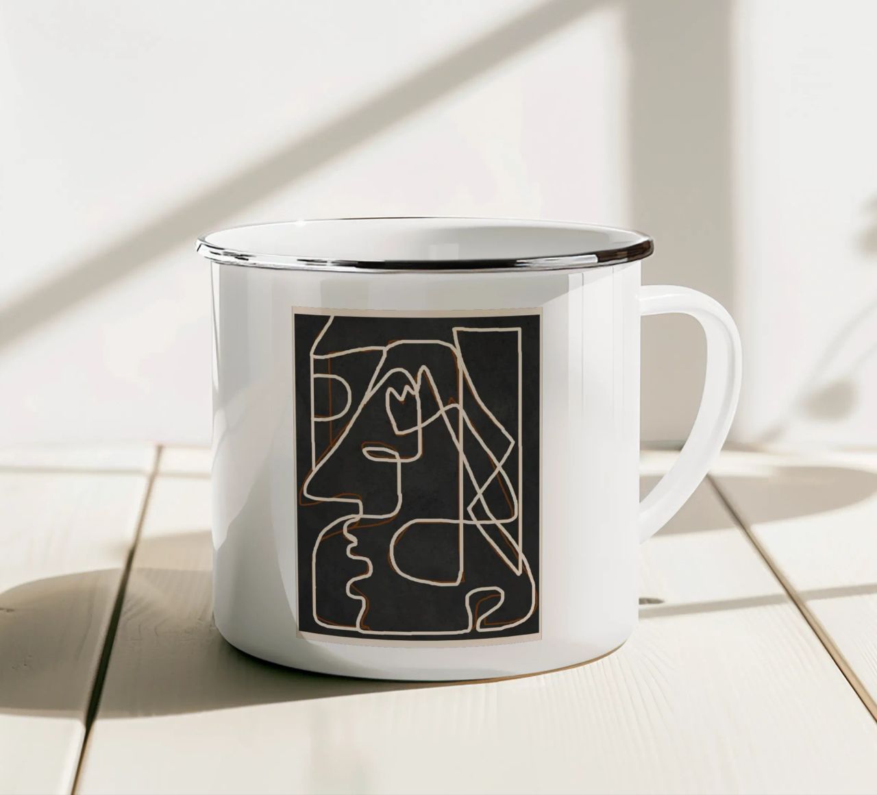 Abstract Face Sketch 1 enamel mug by Nadjaa