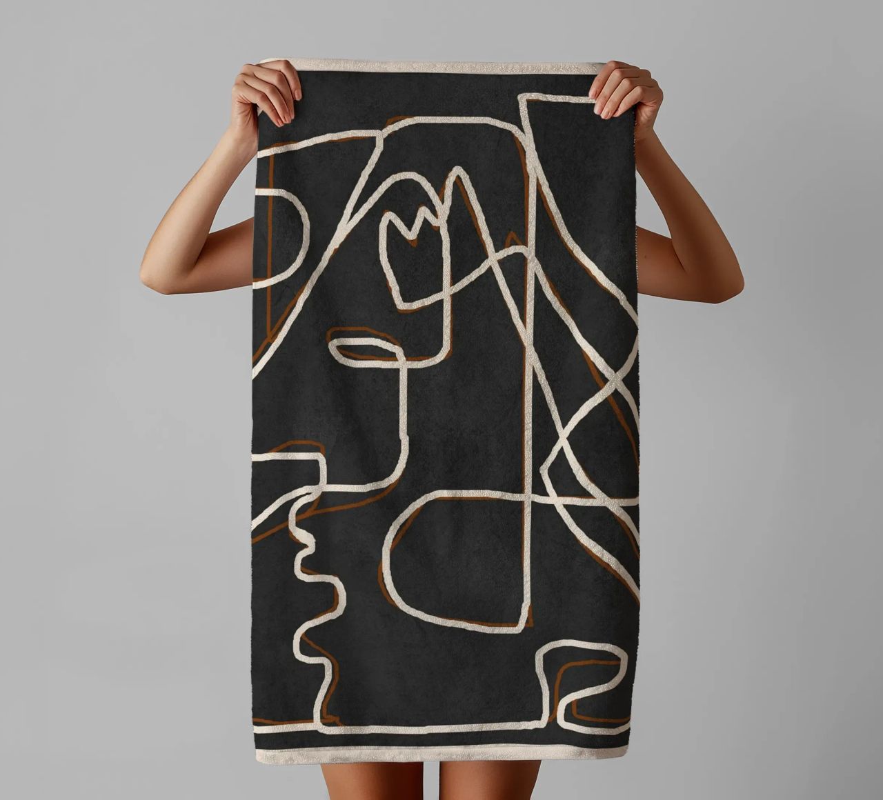 Abstract Face Sketch 1 towel by Nadjaa
