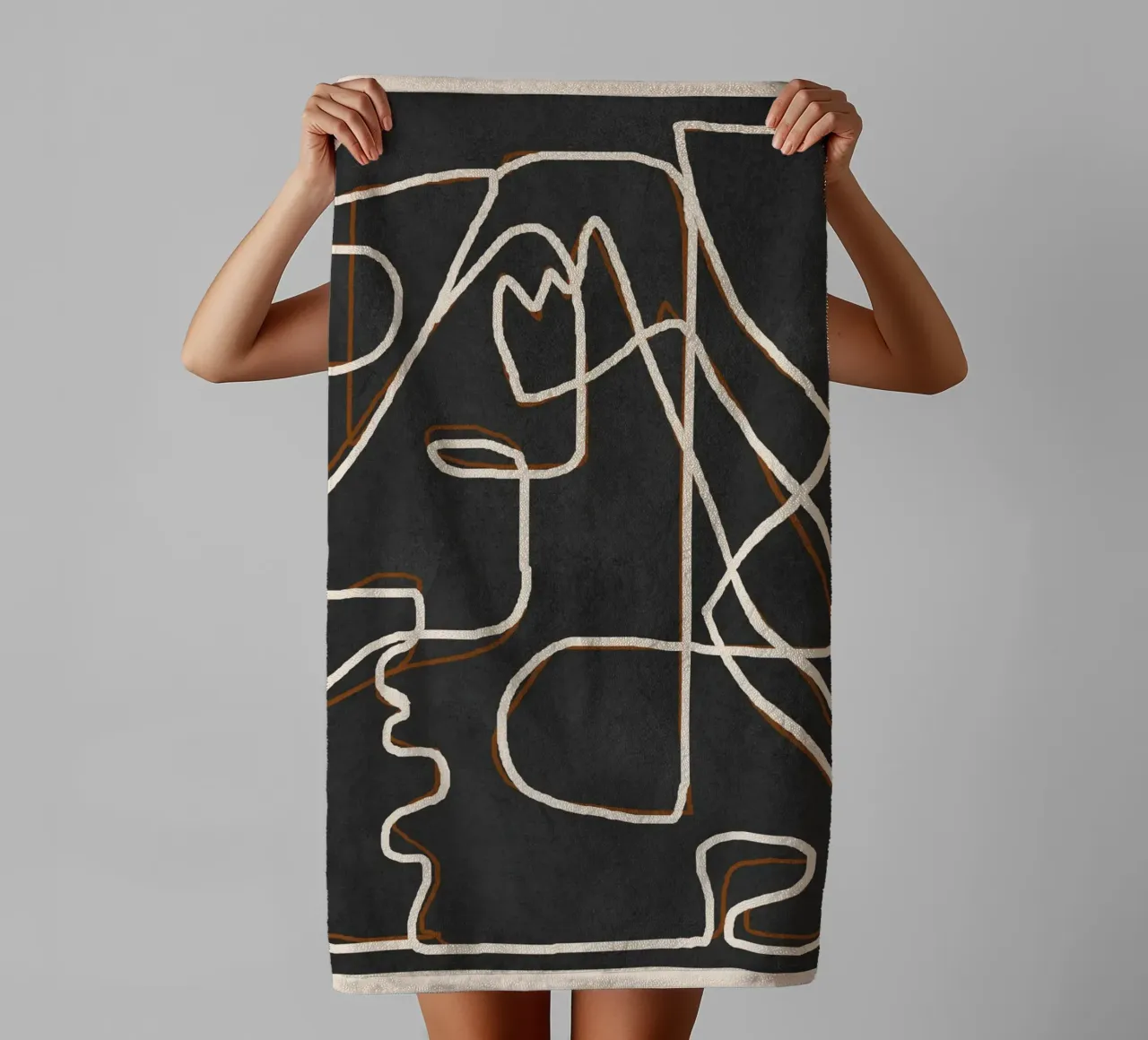 Abstract Face Sketch 1 serviette de bain de Nadjaa