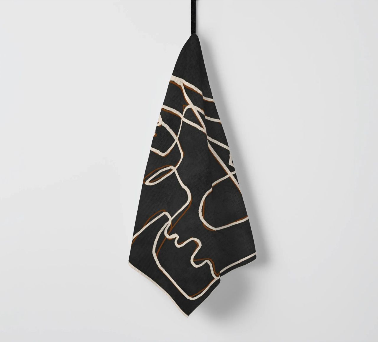 Abstract Face Sketch 1 tea towel by Nadjaa