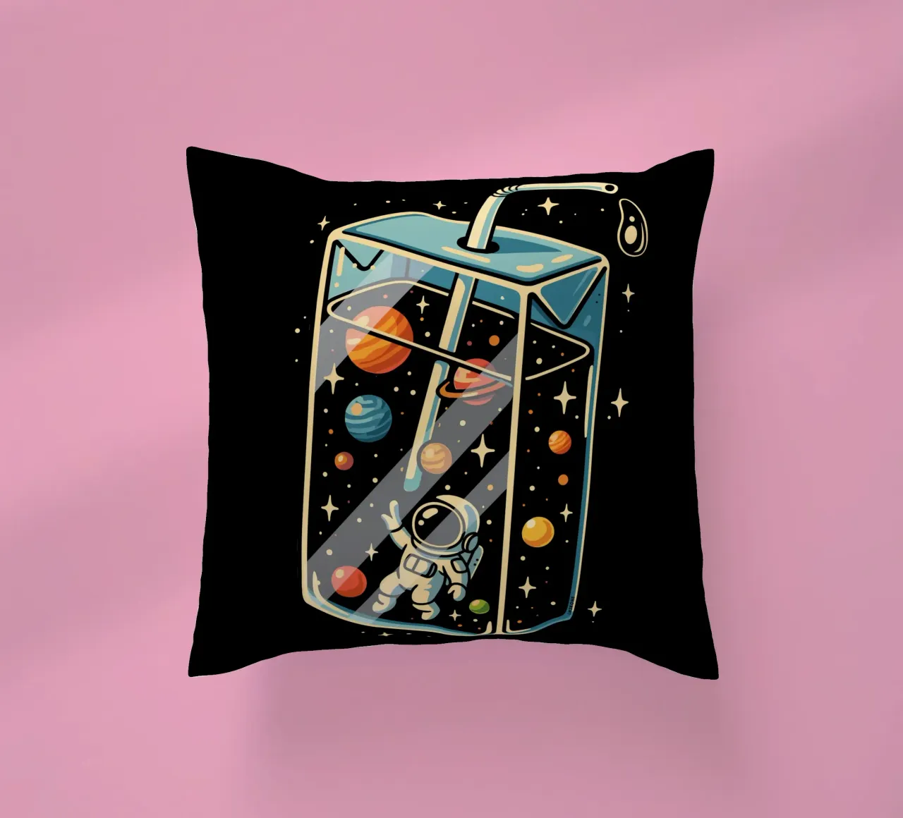 Astronaut In Space Juice decorative cushion by LM2KONE